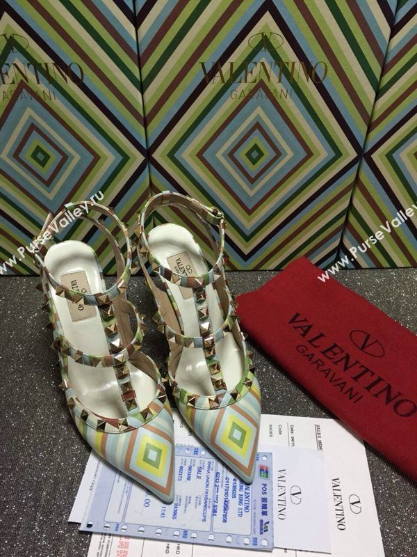 Valentino sandals heels stud tribute tri-color shoes 4011