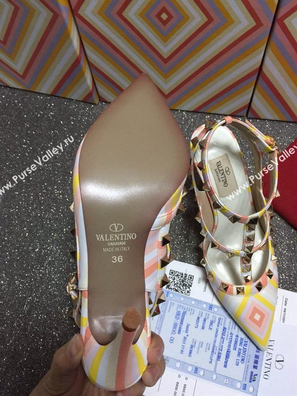 Valentino tribute tri-color sandals stud heels shoes 4012