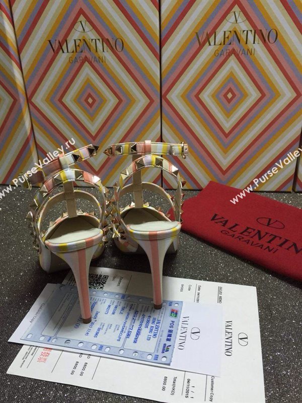 Valentino tribute tri-color sandals stud heels shoes 4012