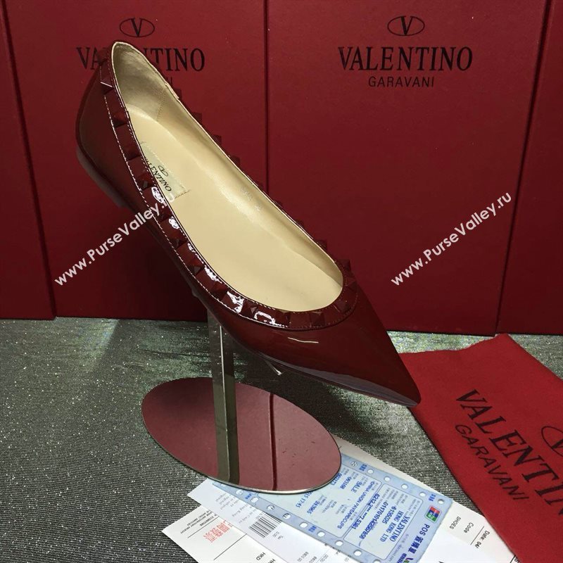 Valentino paint wine sandals stud flats shoes 4013