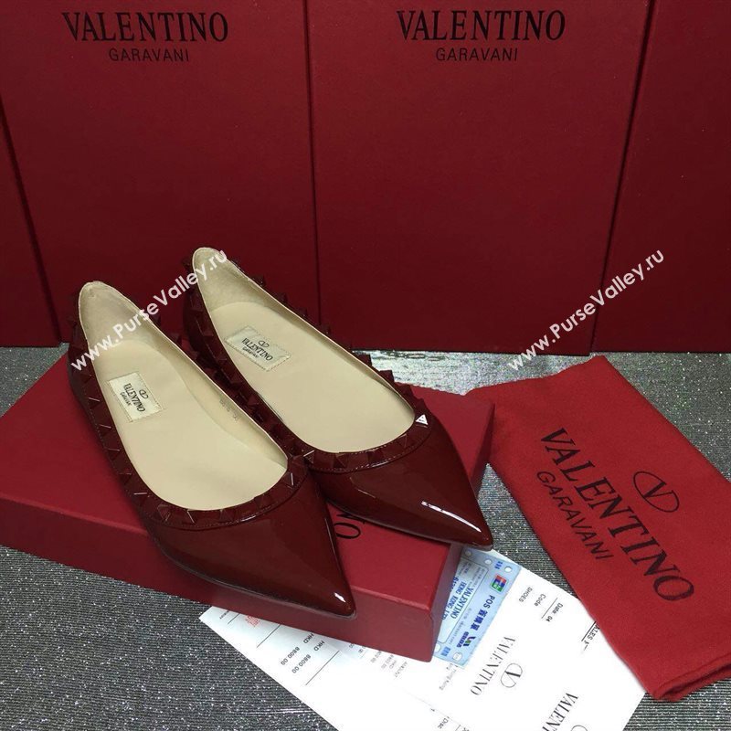 Valentino paint wine sandals stud flats shoes 4013