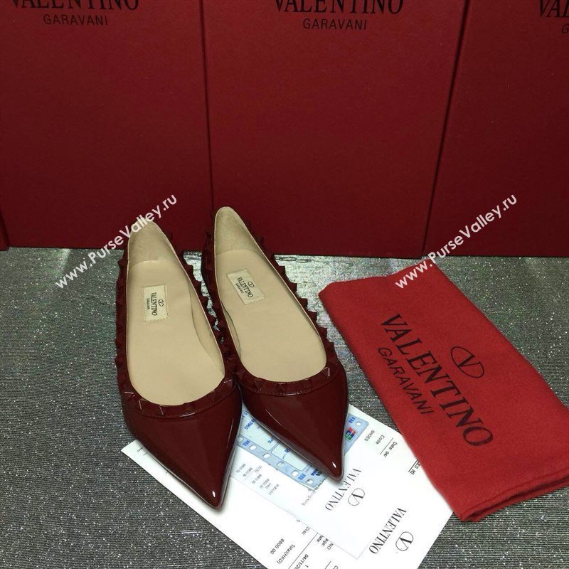 Valentino paint wine sandals stud flats shoes 4013