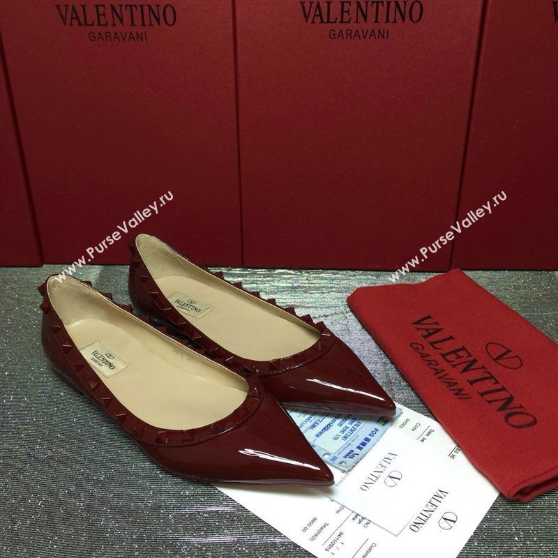 Valentino paint wine sandals stud flats shoes 4013