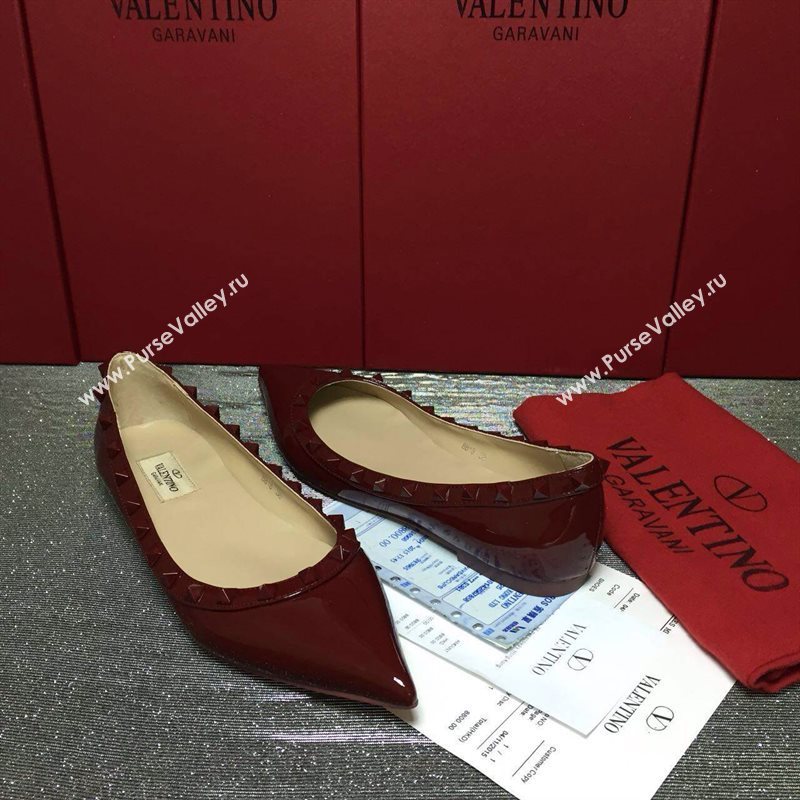 Valentino paint wine sandals stud flats shoes 4013