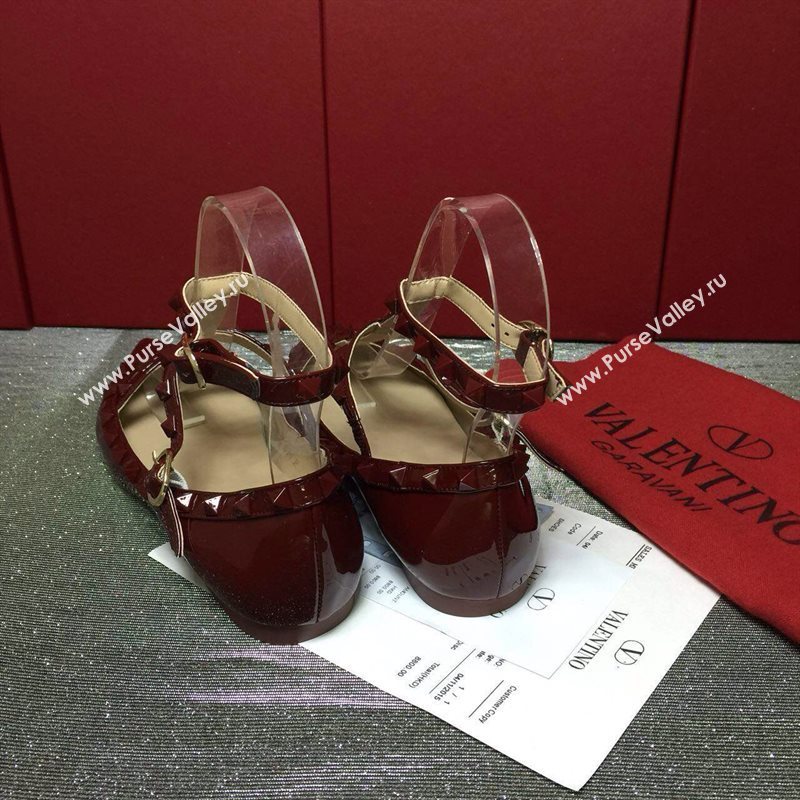 Valentino paint wine sandals stud flats shoes 4014