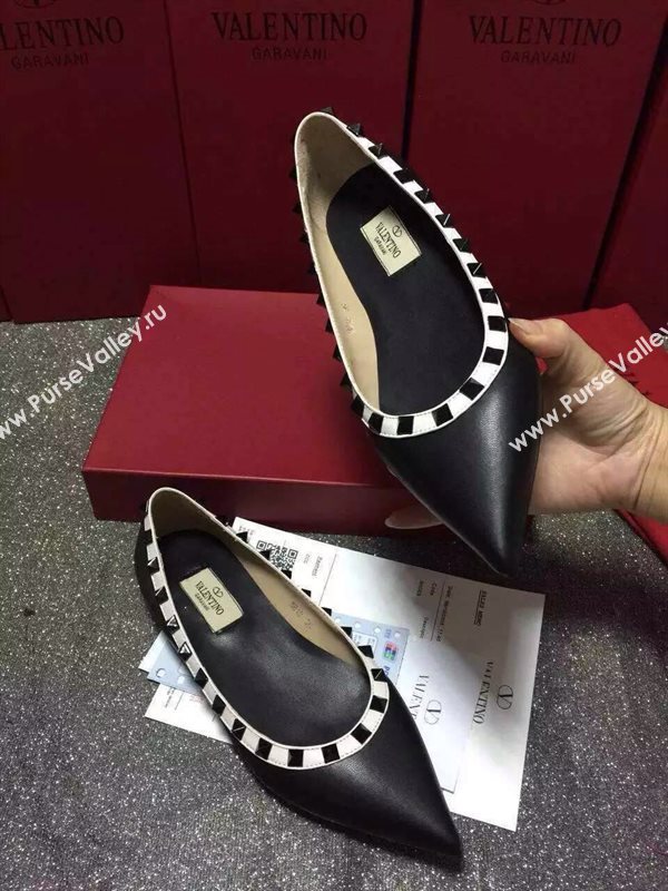 Valentino smooth black sandals stud flats shoes 4017