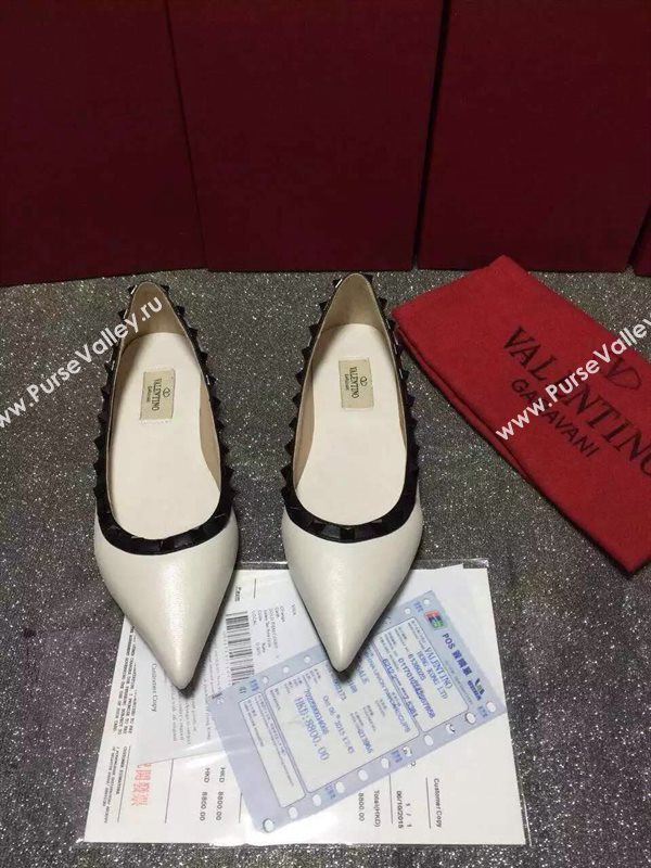 Valentino cream sandals stud flats shoes 4018