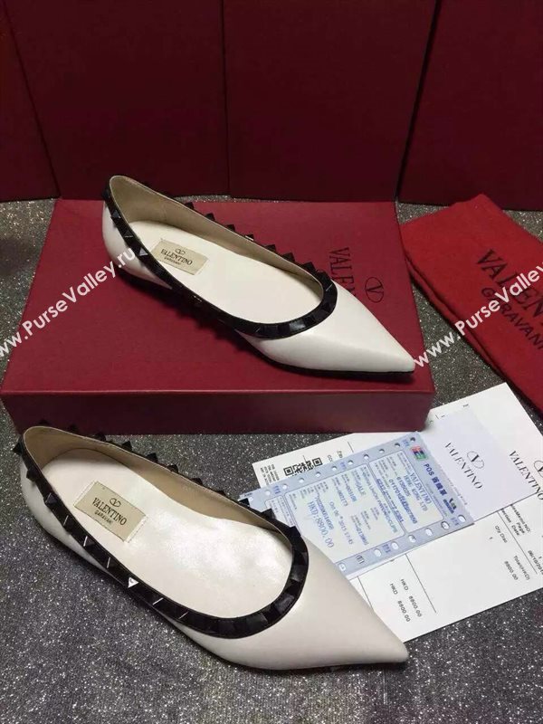 Valentino cream sandals stud flats shoes 4018