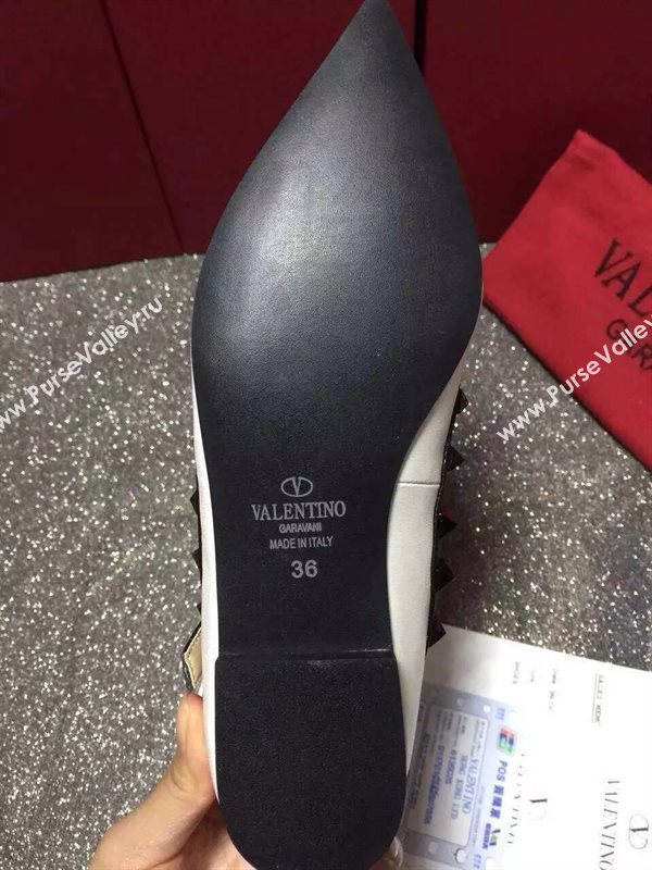 Valentino sandals flats stud black cream v shoes 4019