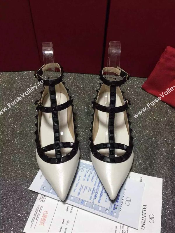 Valentino sandals flats stud cream black v shoes 4020