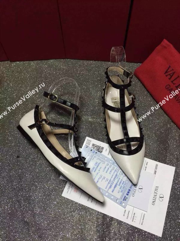 Valentino sandals flats stud cream black v shoes 4020