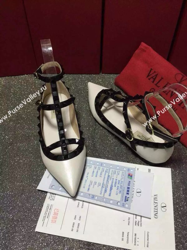 Valentino sandals flats stud cream black v shoes 4020