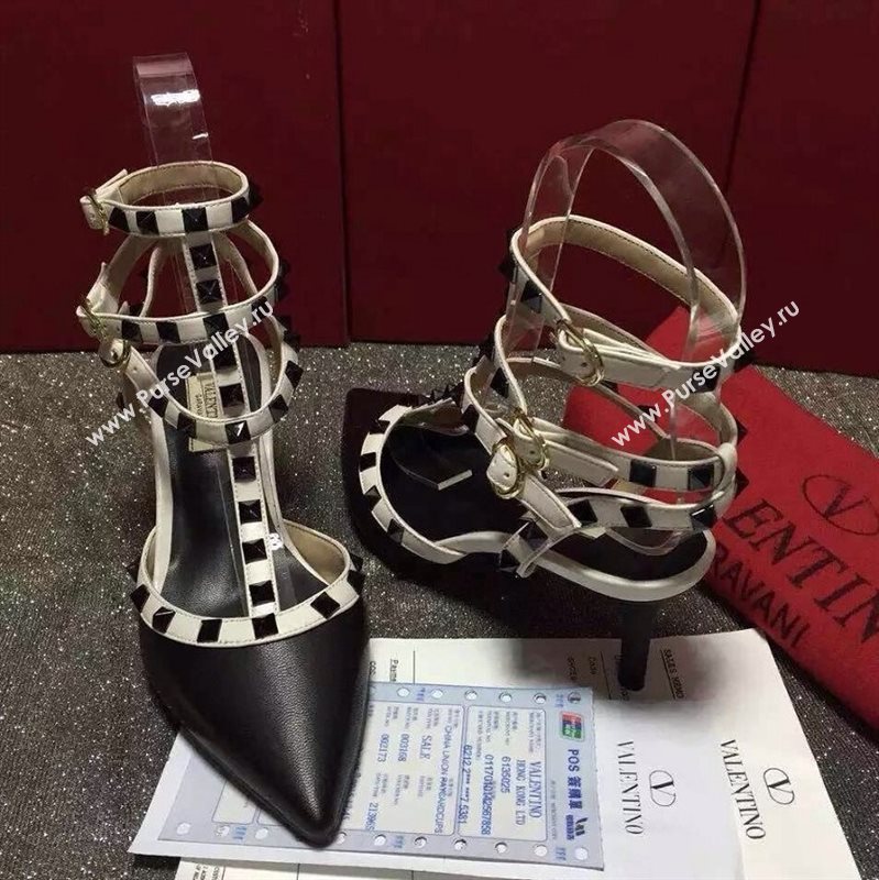 Valentino black sandals stud heels shoes 4021