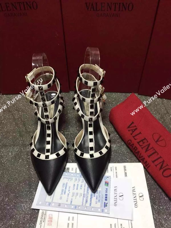 Valentino black sandals stud heels shoes 4021