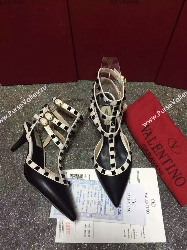 Valentino black sandals stud heels shoes 4021