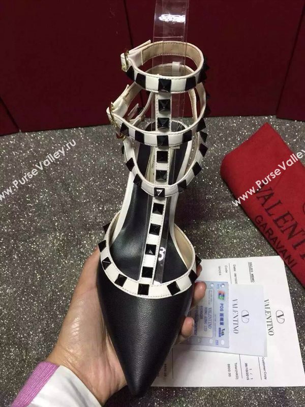 Valentino black sandals stud heels shoes 4021