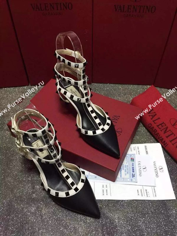 Valentino black sandals stud heels shoes 4021
