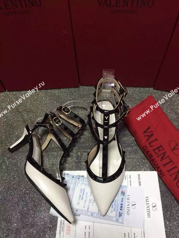 Valentino cream v black sandals stud heels shoes 4022