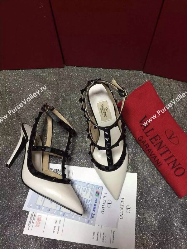 Valentino sandals heels stud cream black v shoes 4024