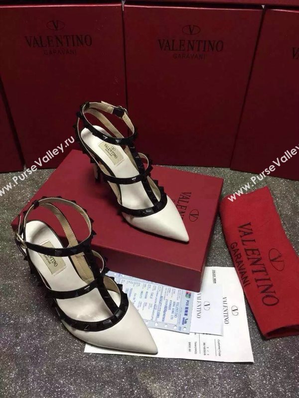 Valentino sandals heels stud cream black v shoes 4024