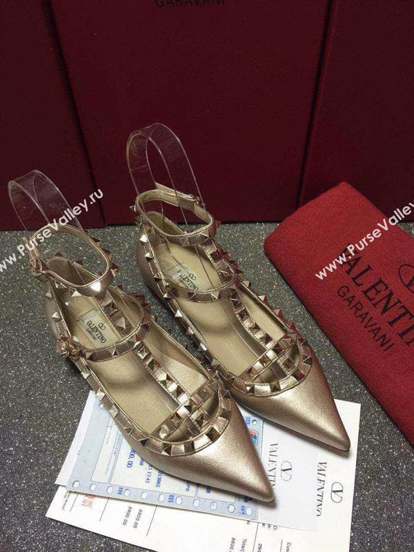 Valentino sandals flats stud tan dark shoes 4026