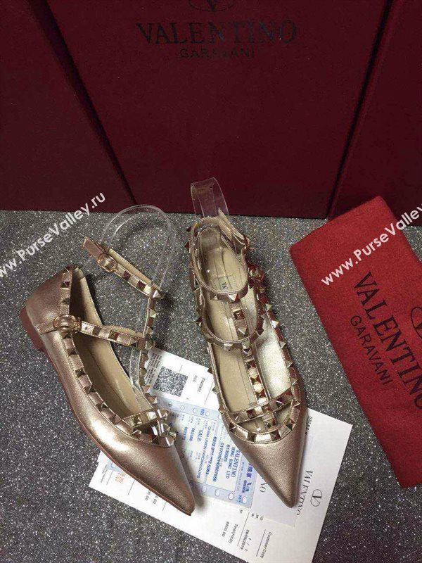 Valentino sandals flats stud tan dark shoes 4026