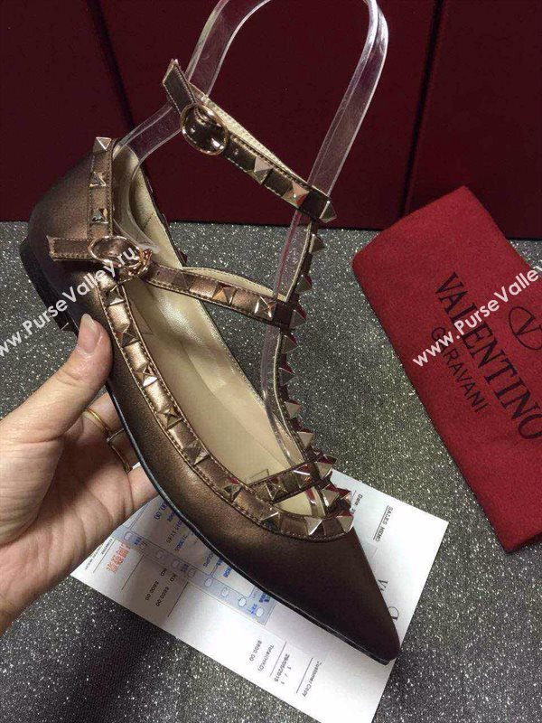 Valentino sandals flats stud tan dark shoes 4026
