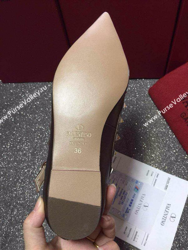 Valentino sandals flats stud tan dark shoes 4026