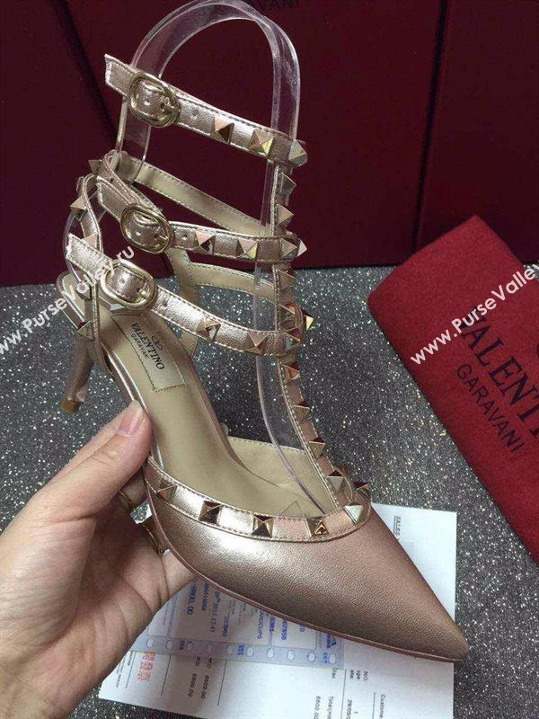 Valentino dark tan sandals stud heels shoes 4028