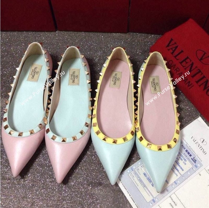Valentino sandals flats stud baby sky pink shoes 4030