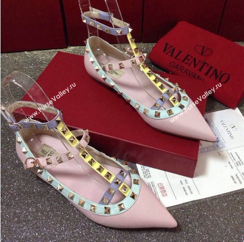 Valentino baby pink sandals stud flats shoes 4031