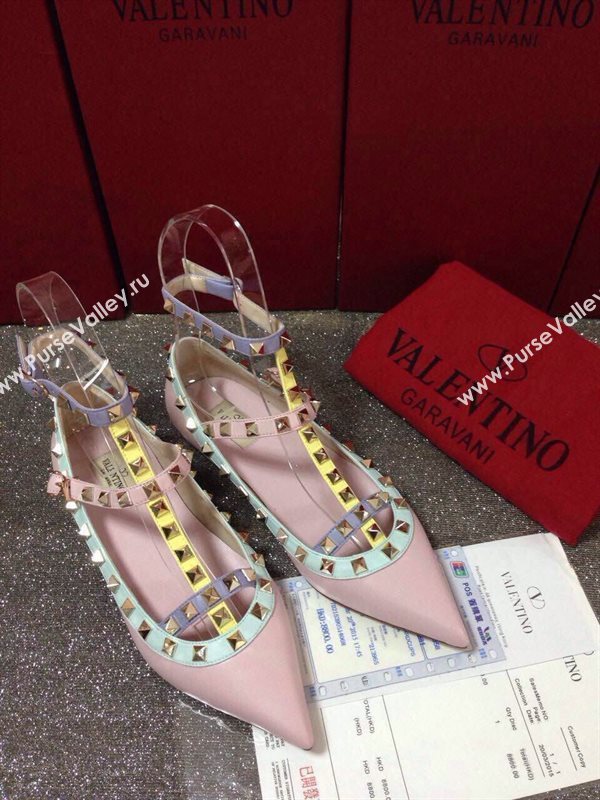 Valentino baby pink sandals stud flats shoes 4031
