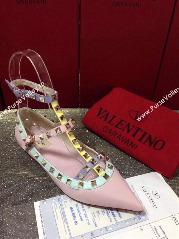 Valentino baby pink sandals stud flats shoes 4031
