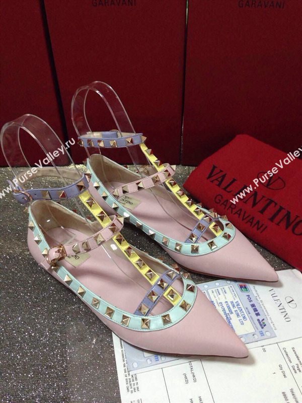 Valentino baby pink sandals stud flats shoes 4031
