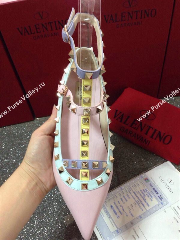 Valentino baby pink sandals stud flats shoes 4031