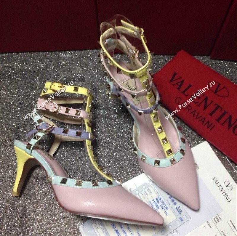Valentino pink sandals stud heels shoes 4032