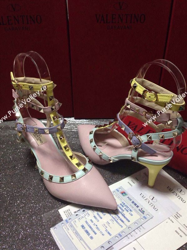 Valentino pink sandals stud heels shoes 4032