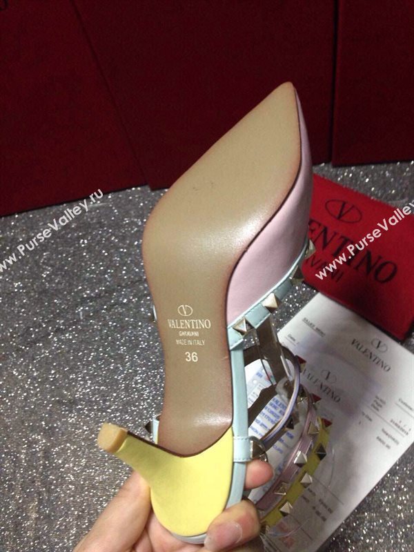 Valentino pink sandals stud heels shoes 4032
