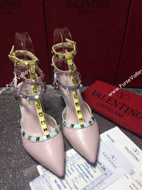 Valentino pink sandals stud heels shoes 4032