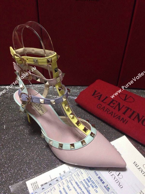 Valentino pink sandals stud heels shoes 4032