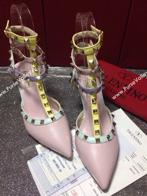 Valentino pink sandals stud heels shoes 4032