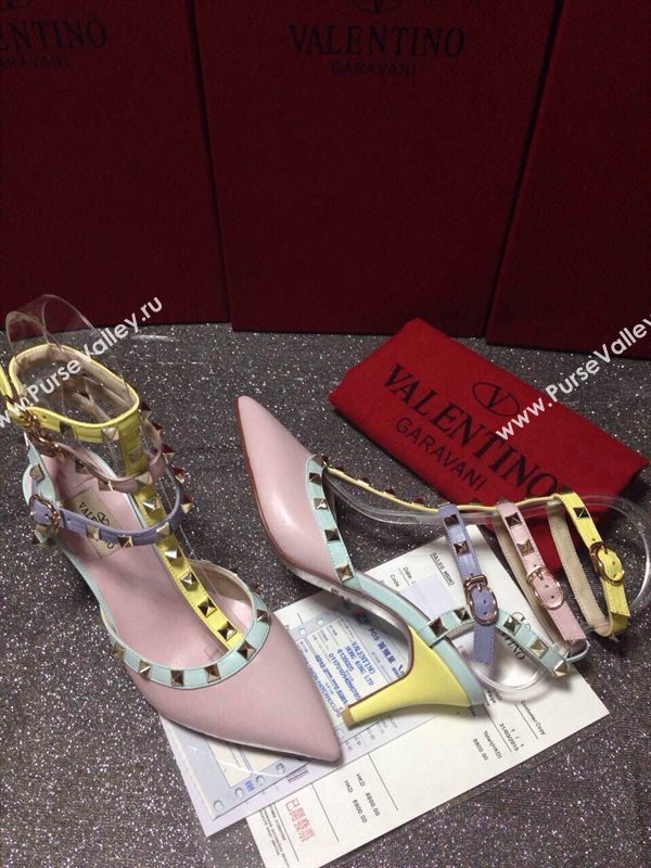 Valentino pink sandals stud heels shoes 4032