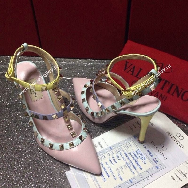 Valentino sandals heels pink stud shoes 4033