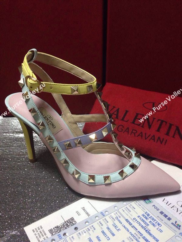 Valentino sandals heels pink stud shoes 4033