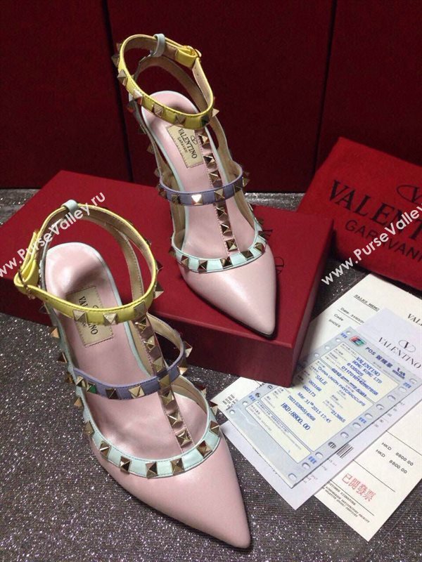 Valentino sandals heels pink stud shoes 4033