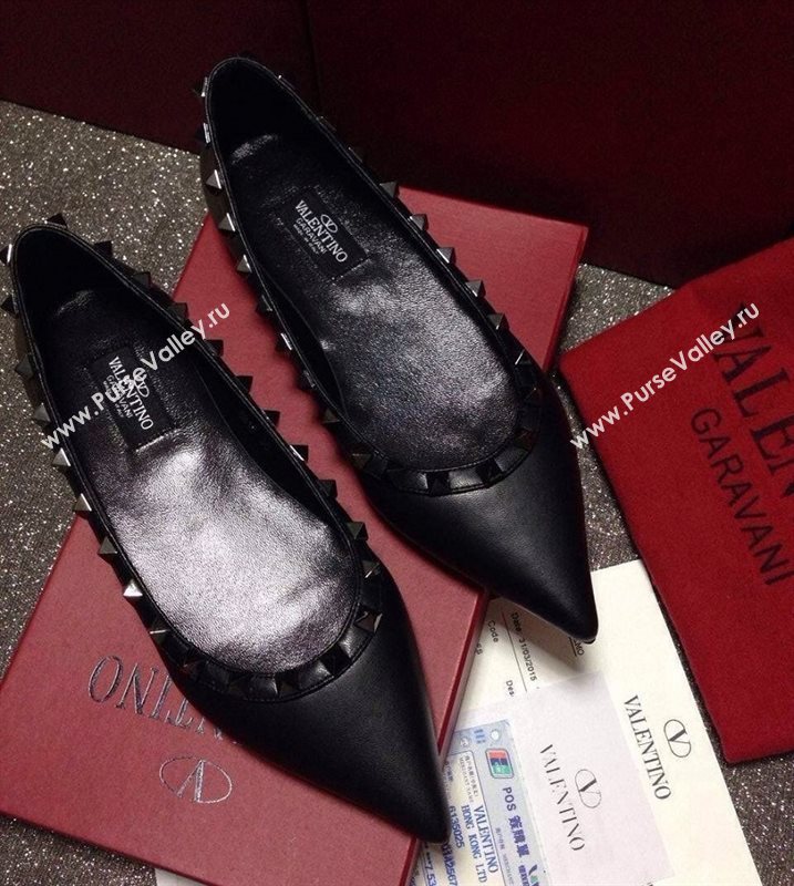 Valentino black sandals stud flats shoes 4034