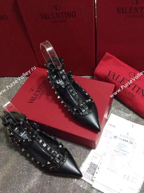 Valentino tribute black sandals stud flats shoes 4035