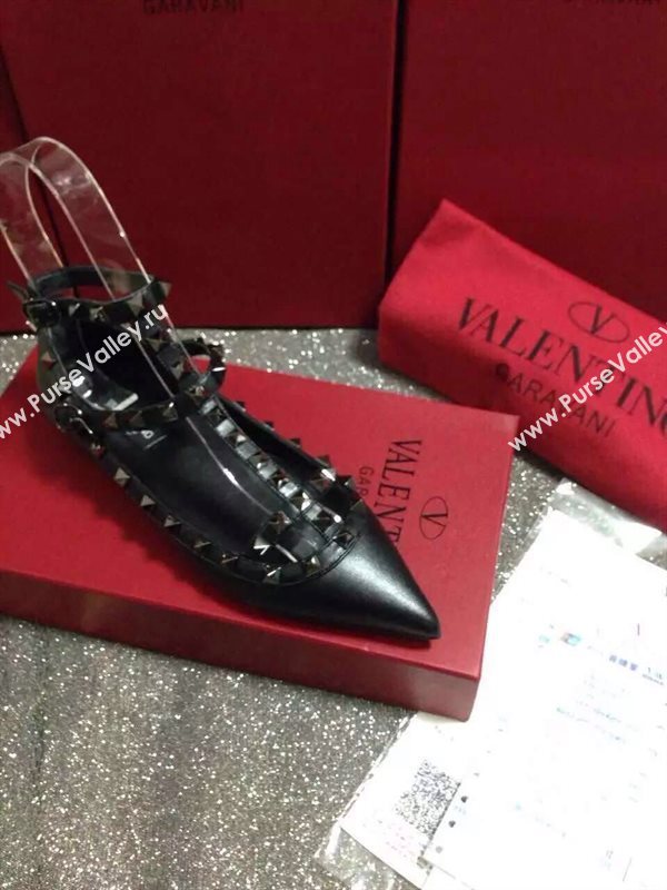 Valentino tribute black sandals stud flats shoes 4035