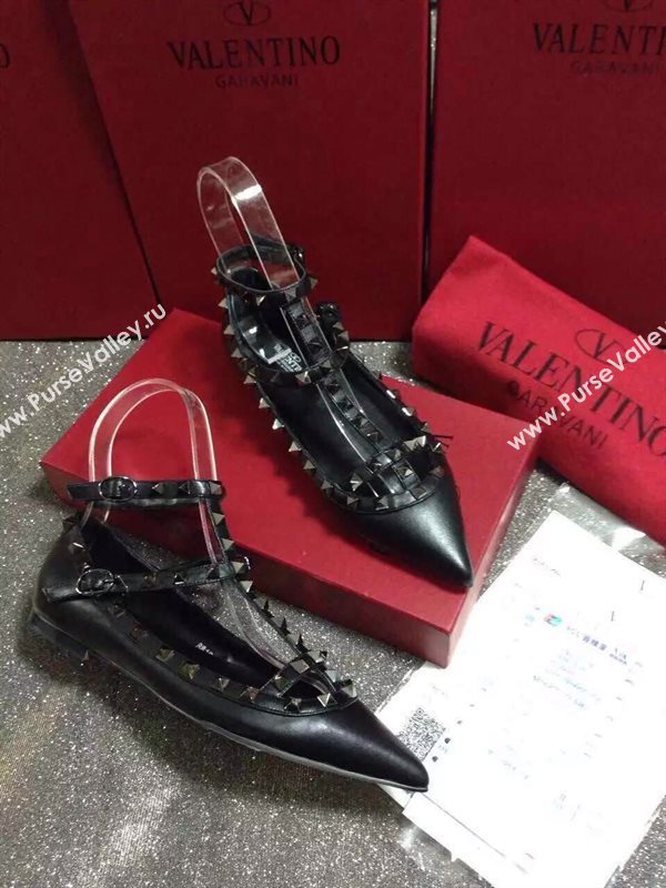 Valentino tribute black sandals stud flats shoes 4035