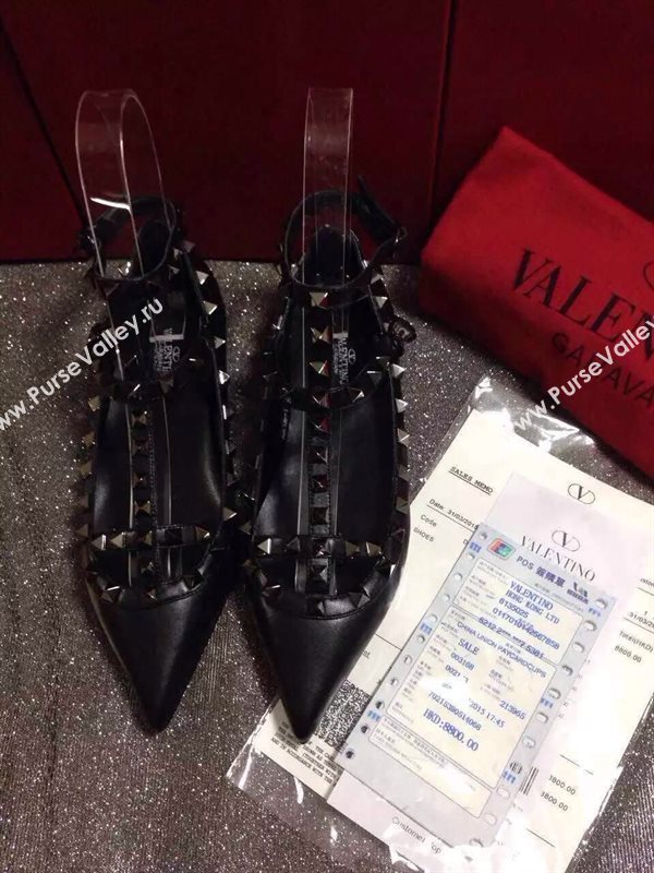 Valentino tribute black sandals stud flats shoes 4035